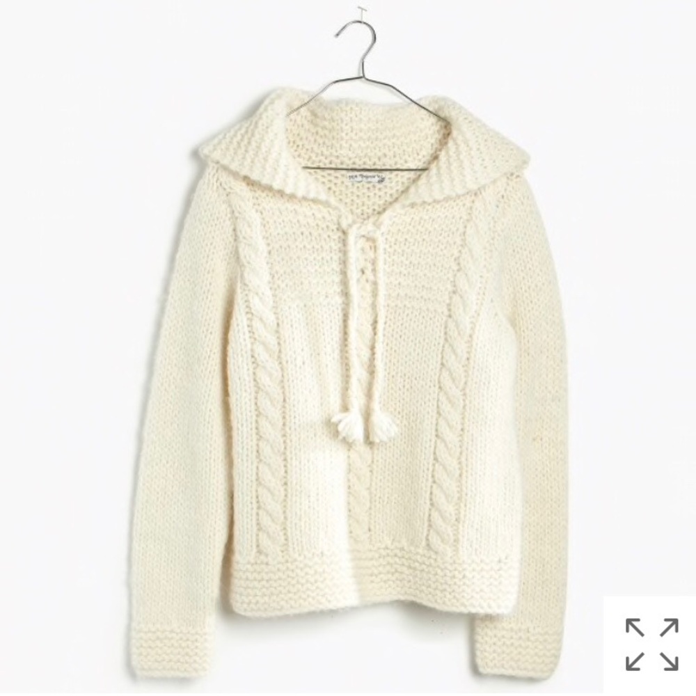 New madewell hoodie sweater M cream chunky alpaca